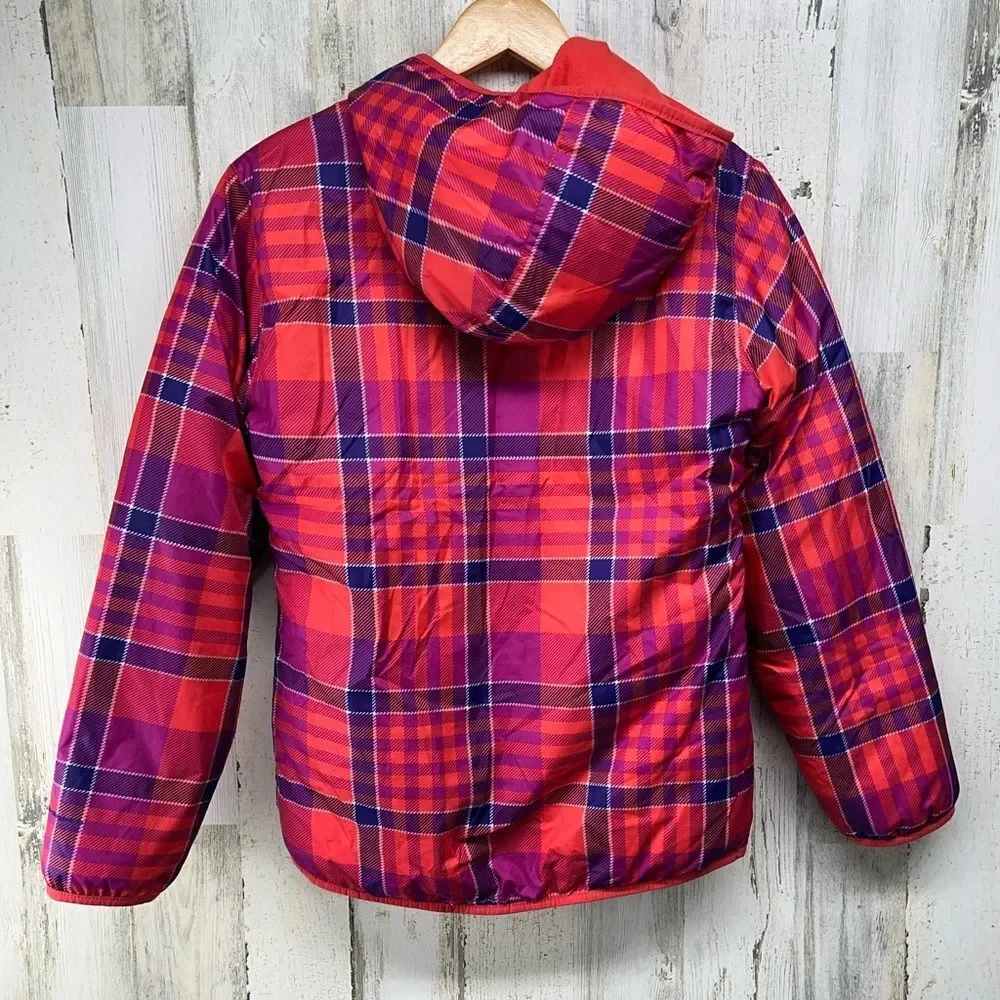 Columbia Reversible Coral Purple Plaid Winter Coat Girls 14/16 - Picture 2 of 9